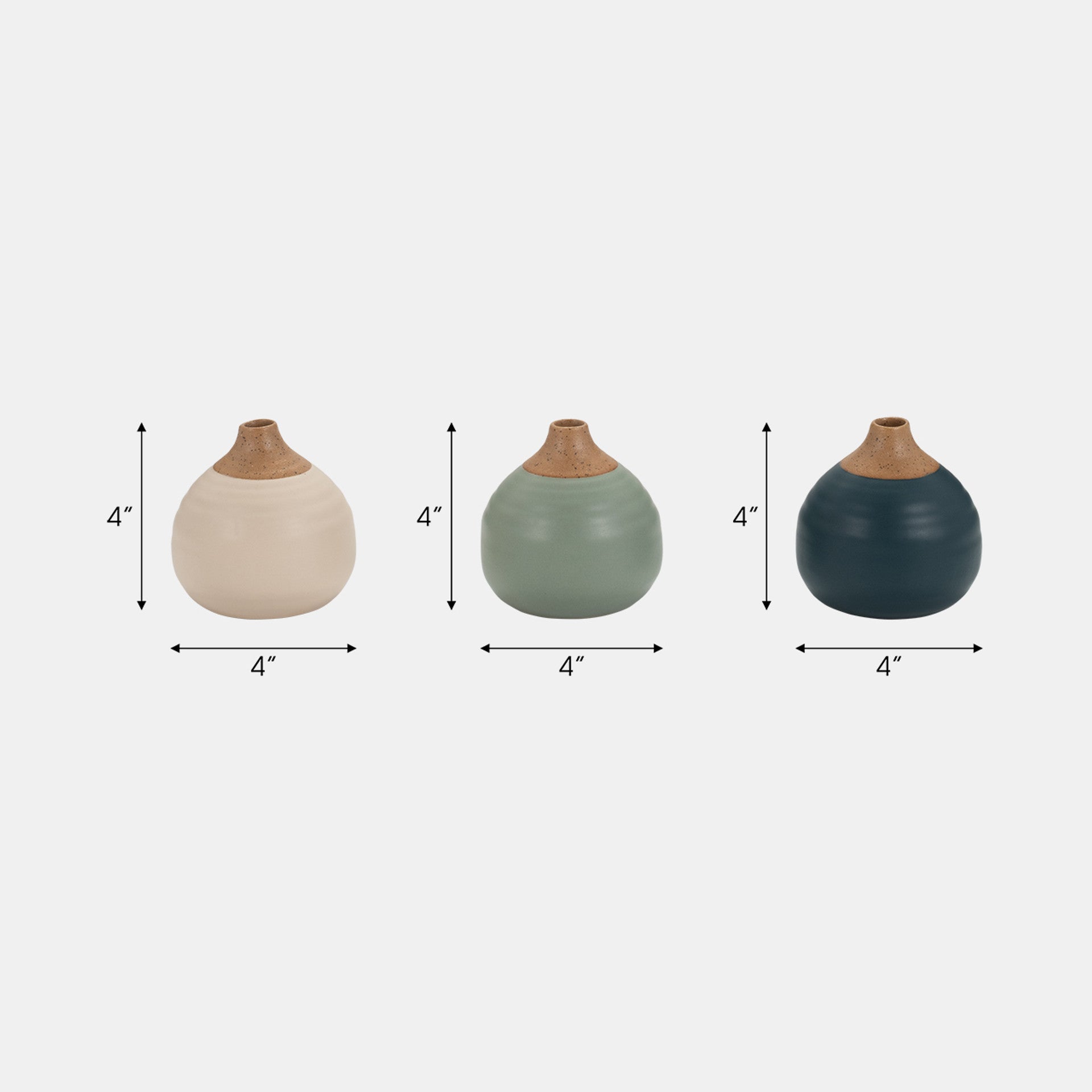 Matte Bud Vase, Teals & Greens