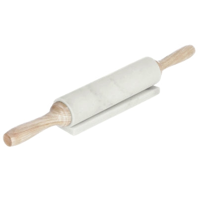 White Marble Rolling Pin with Stand