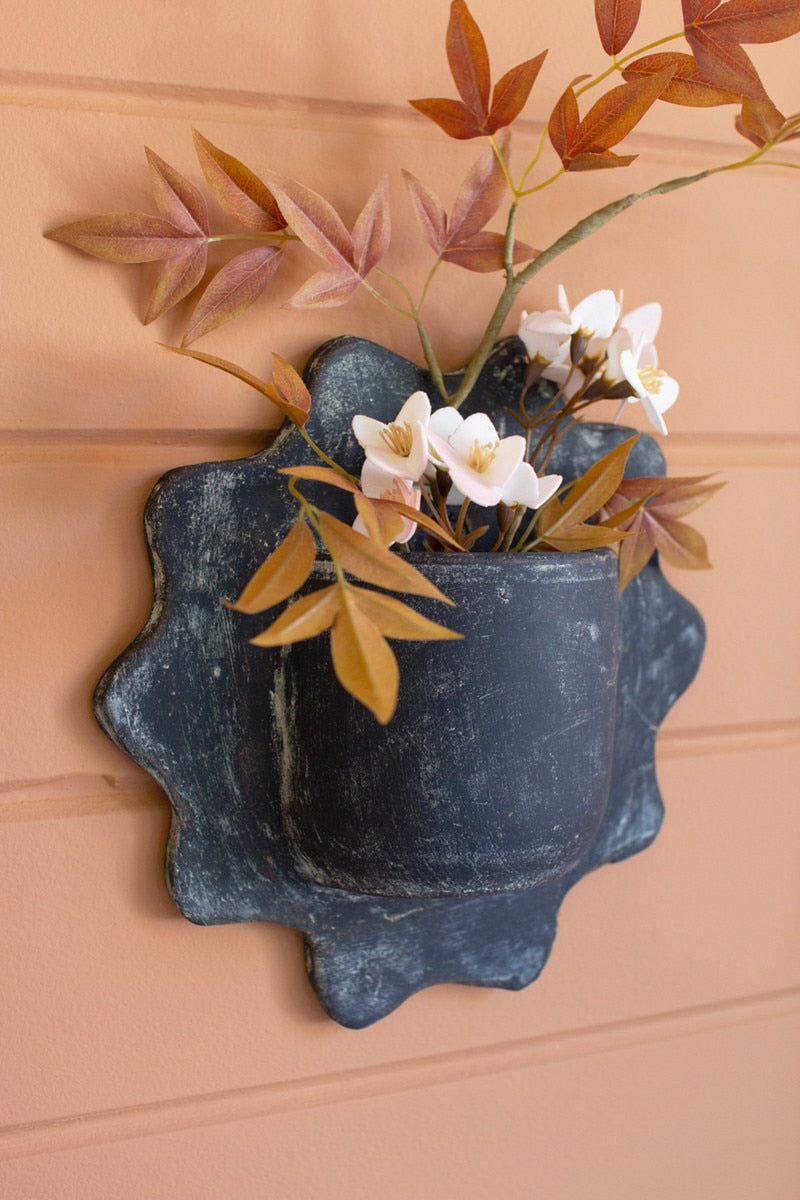 Black Wavy Clay Wall Planters