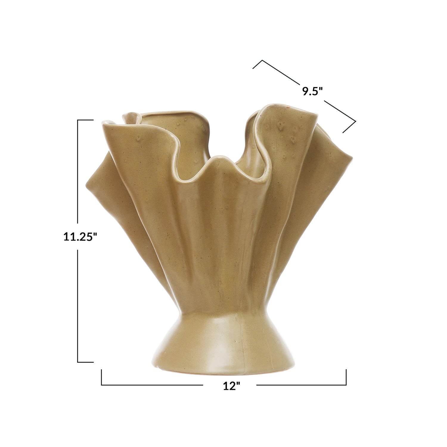 Sage Stoneware Ruffled Vase