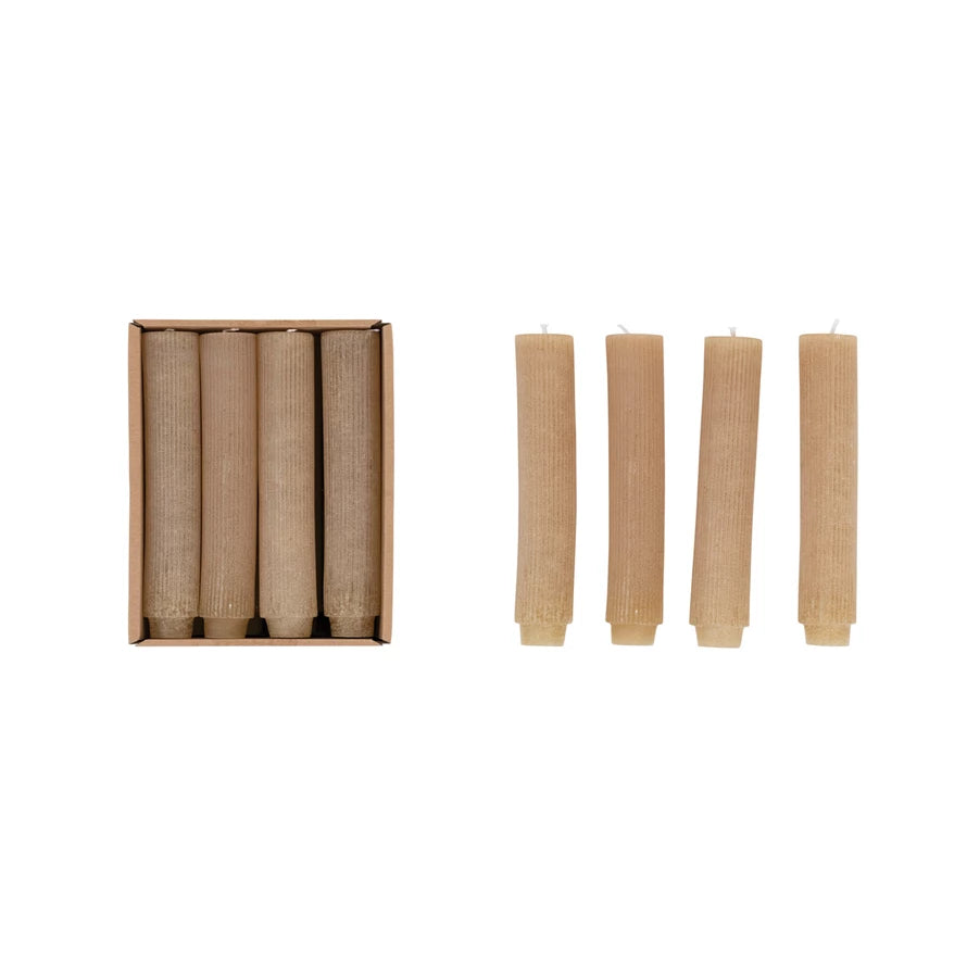 Linen 5" Unscented Pleated Taper Candle Set