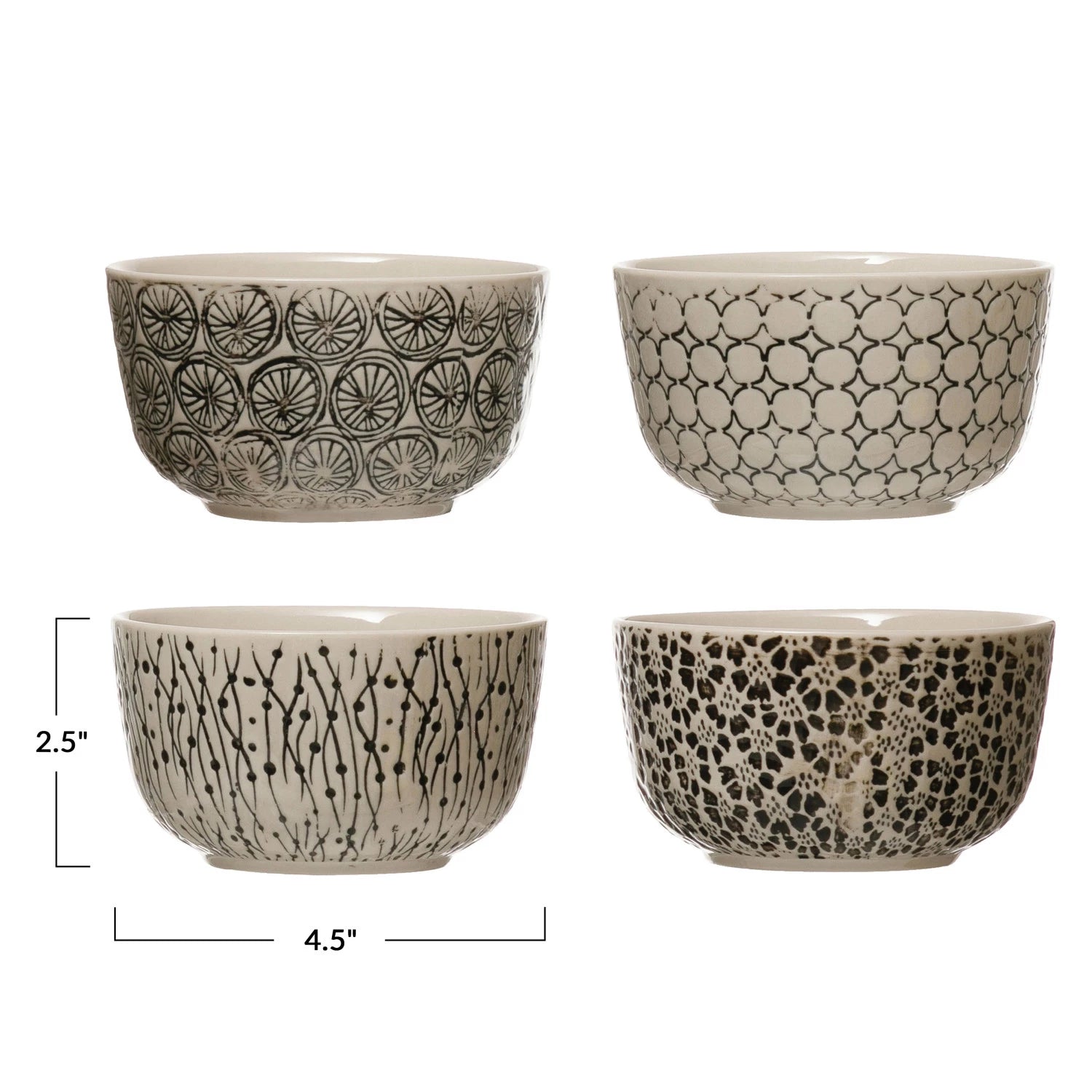 Black & White Hand-Stamped Bowl