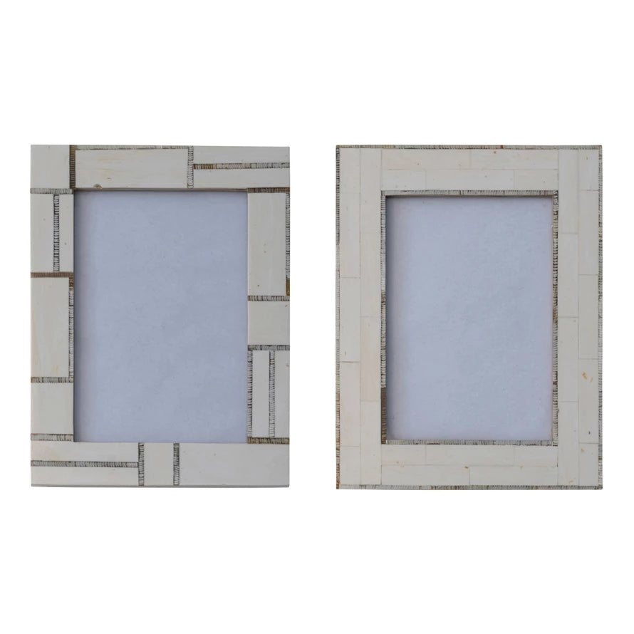 Ivory Resin 5x7" Frame with Horn Inlay