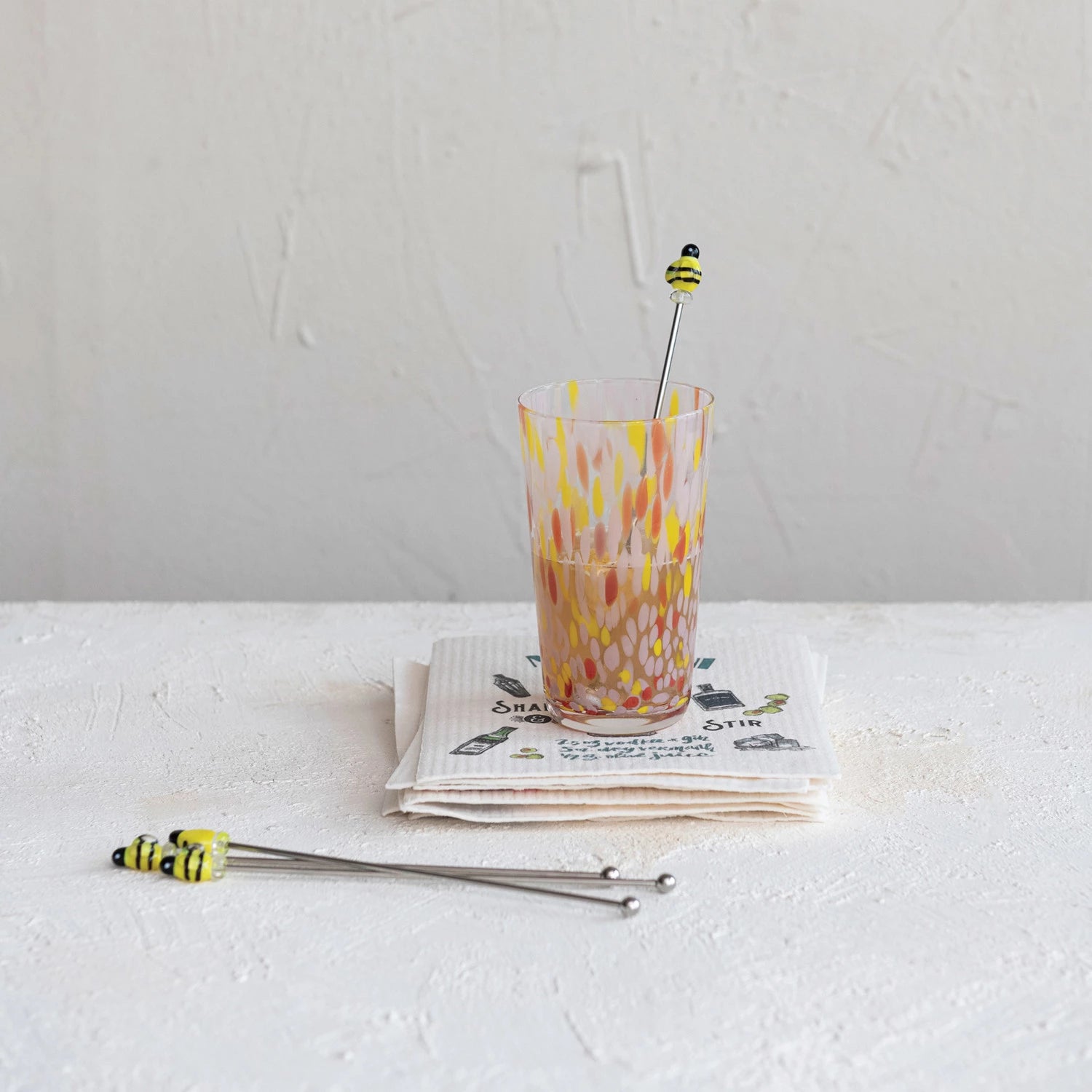 Stainless Steel Cocktail Stirrers w/ Blown Glass Bees*
