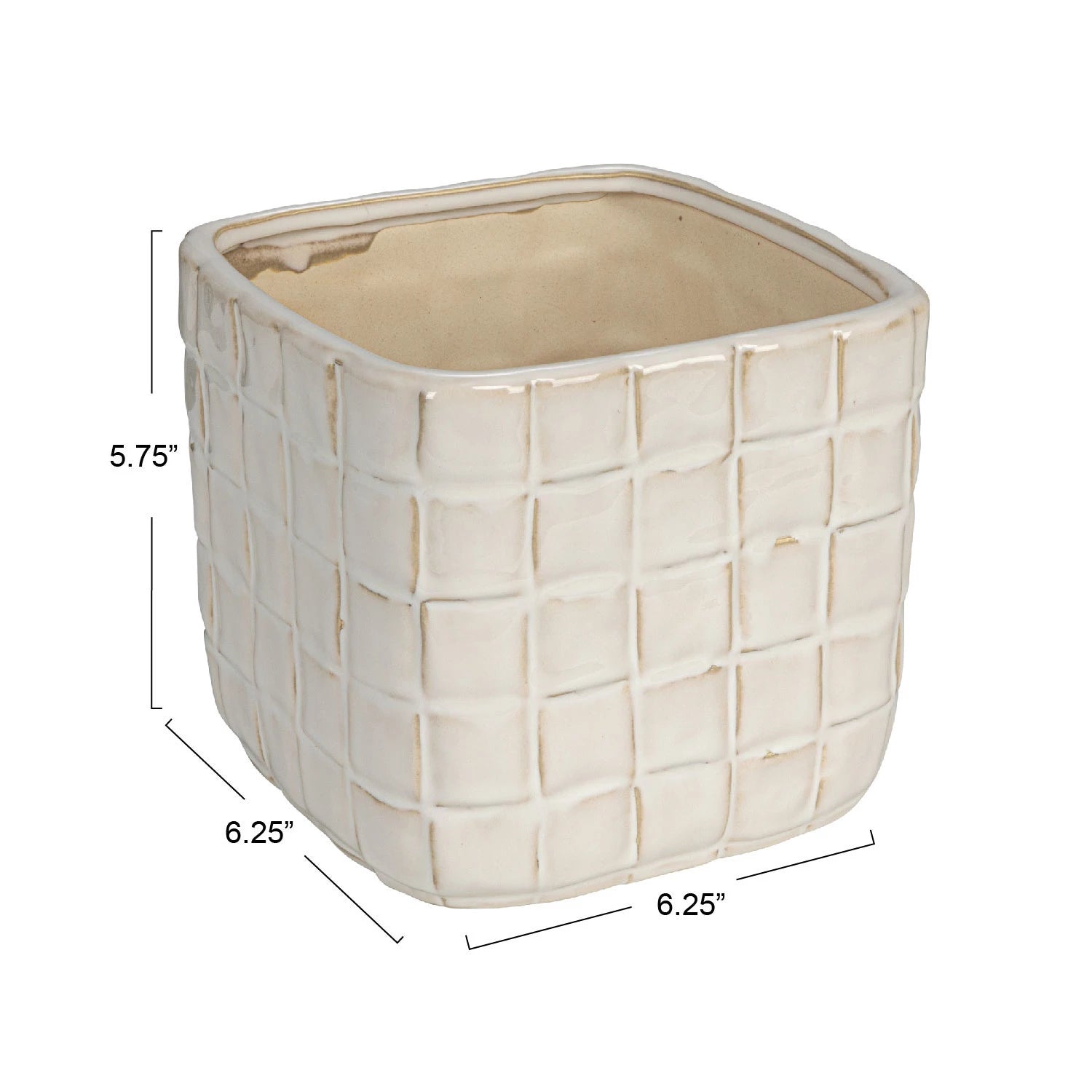 Stoneware Planter w/ Woven Pattern