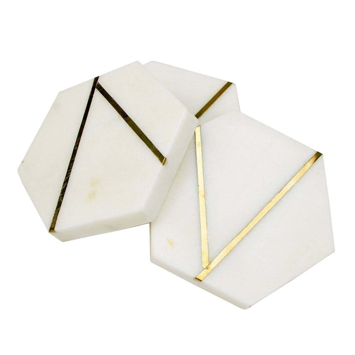 Hexagon Marble Coaster Set