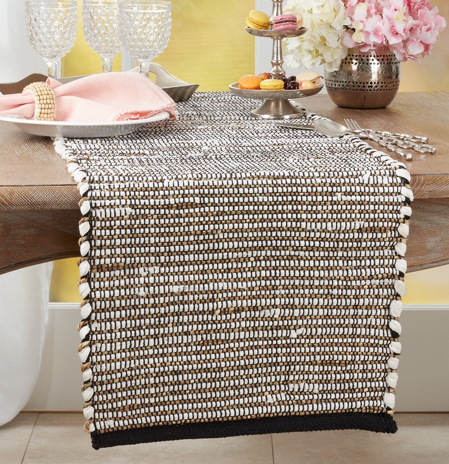 Jute Runner - Black & White