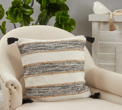 Black Natural Stripe Pillow