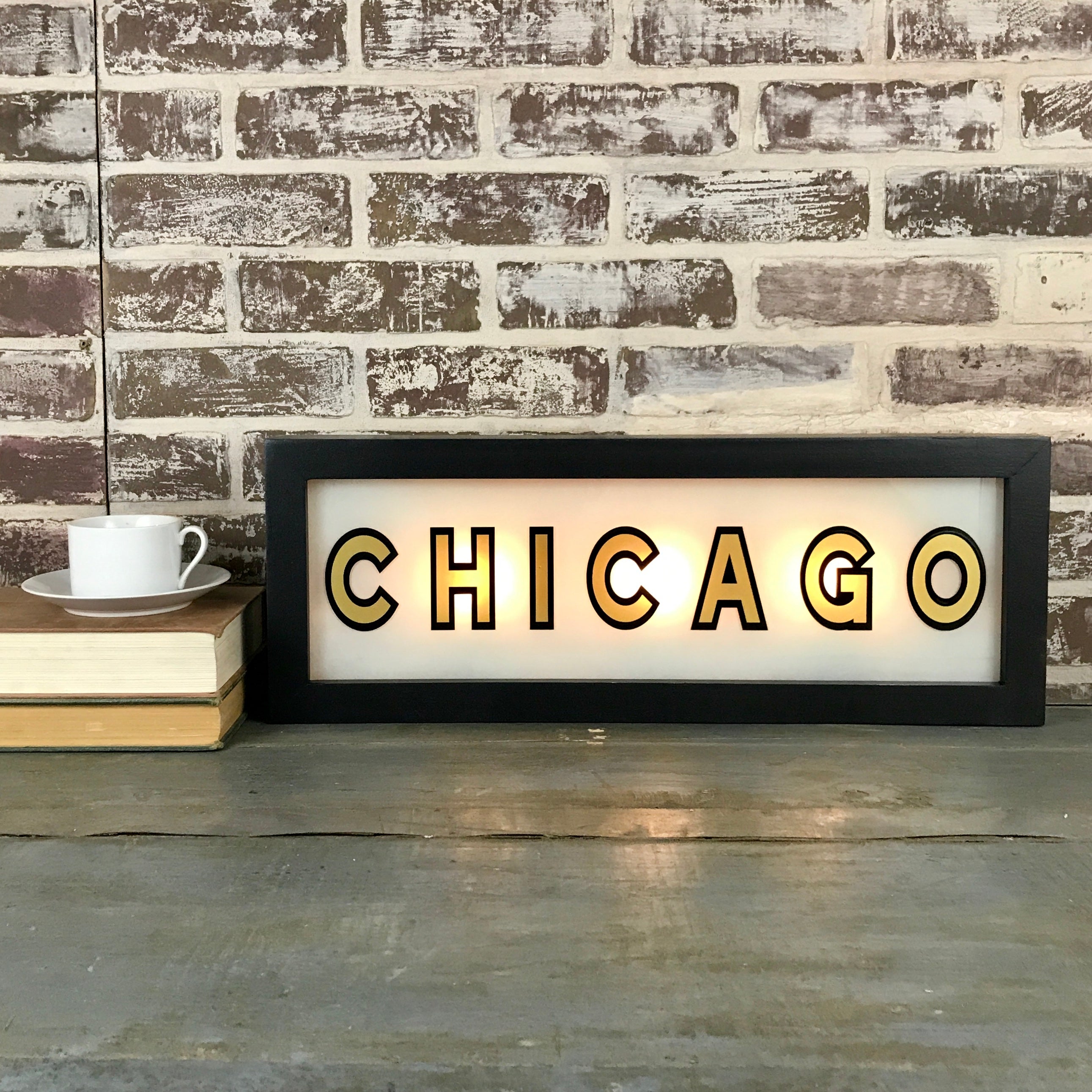 Black & Gold Lighted Sign