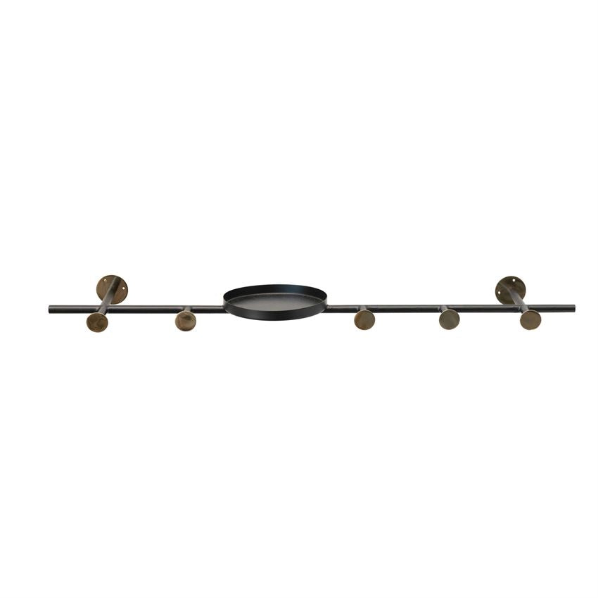 Black and Brass Wall Hook with Shelf