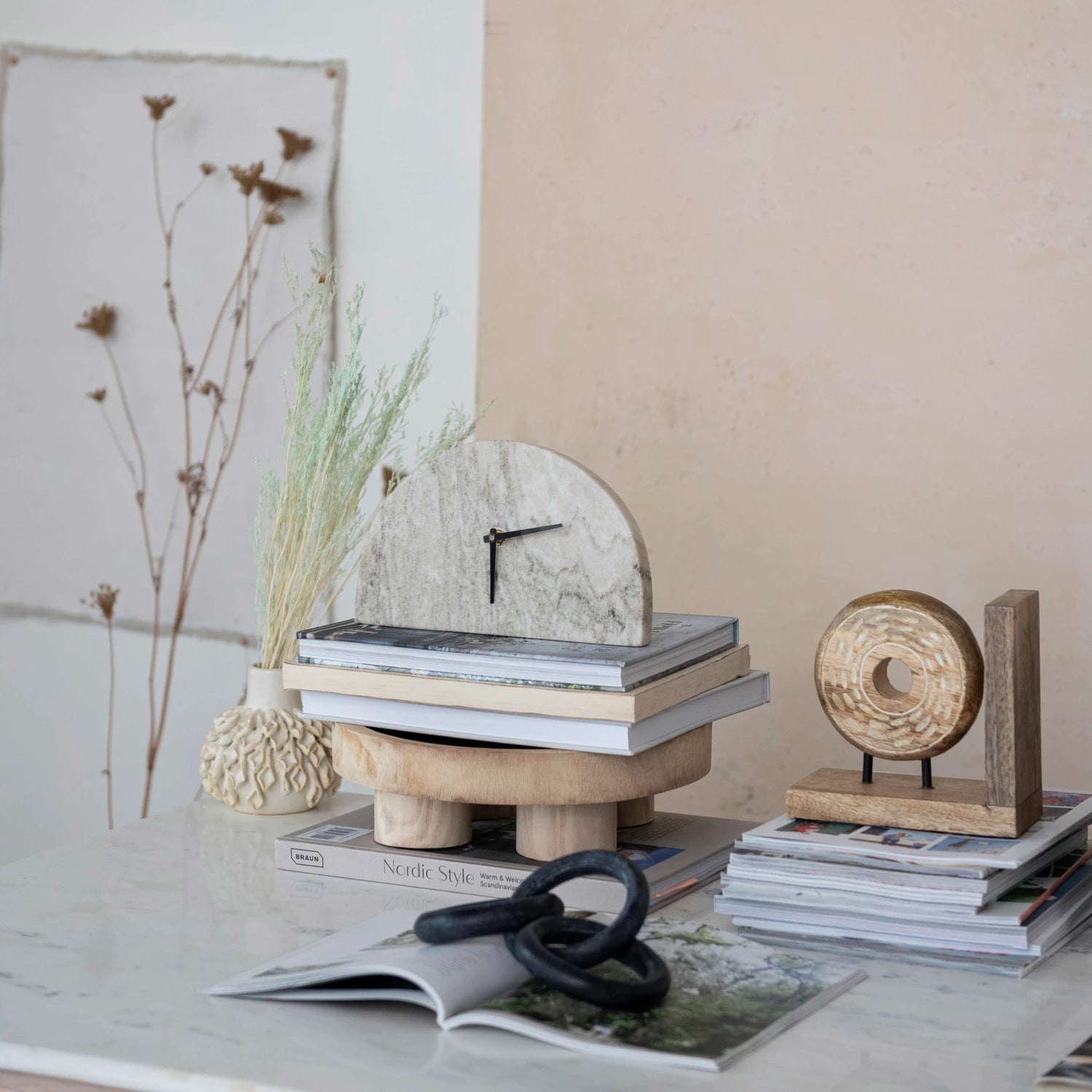 Beige Marble Mantel Clock