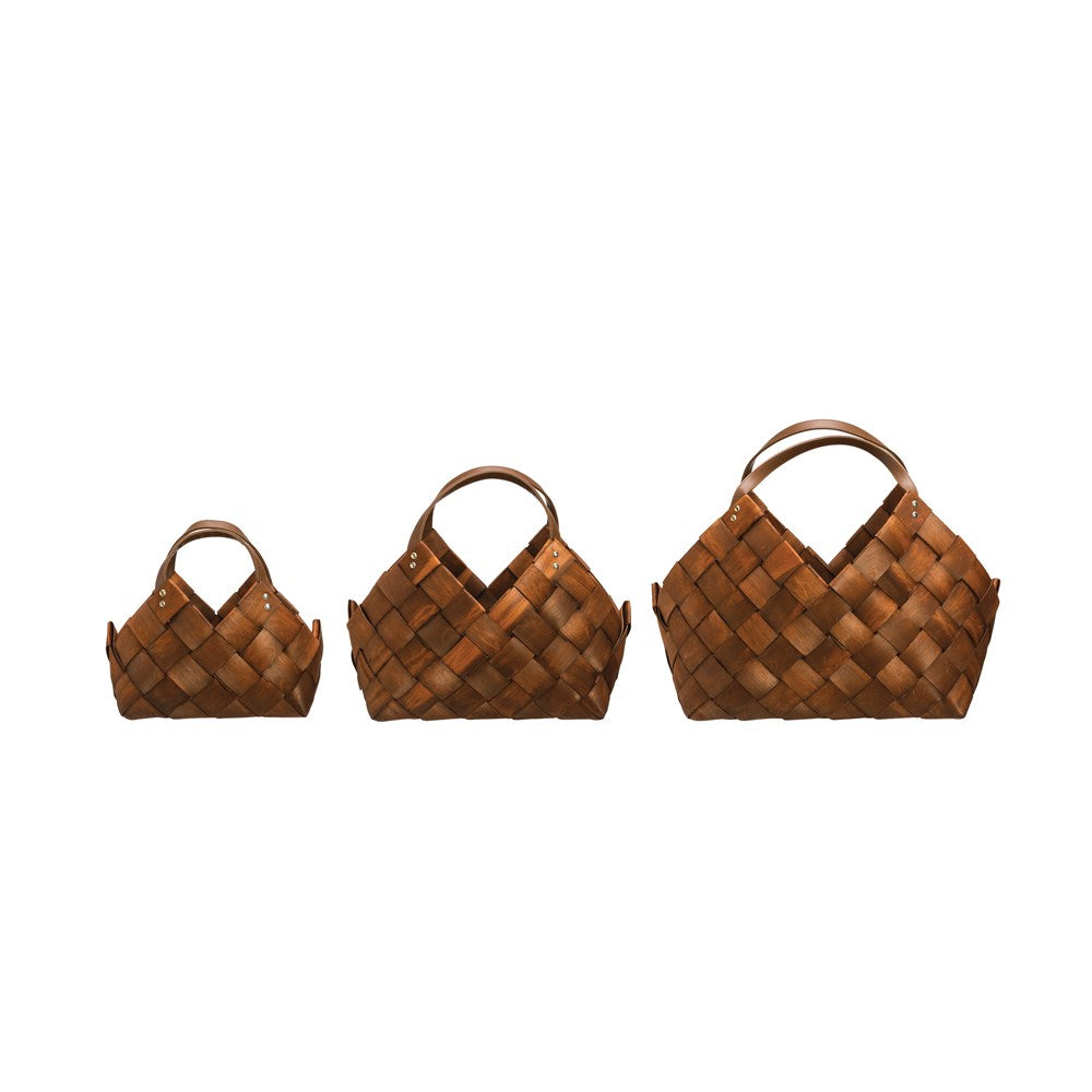 Woven Seagrass Basket with Leather Handles