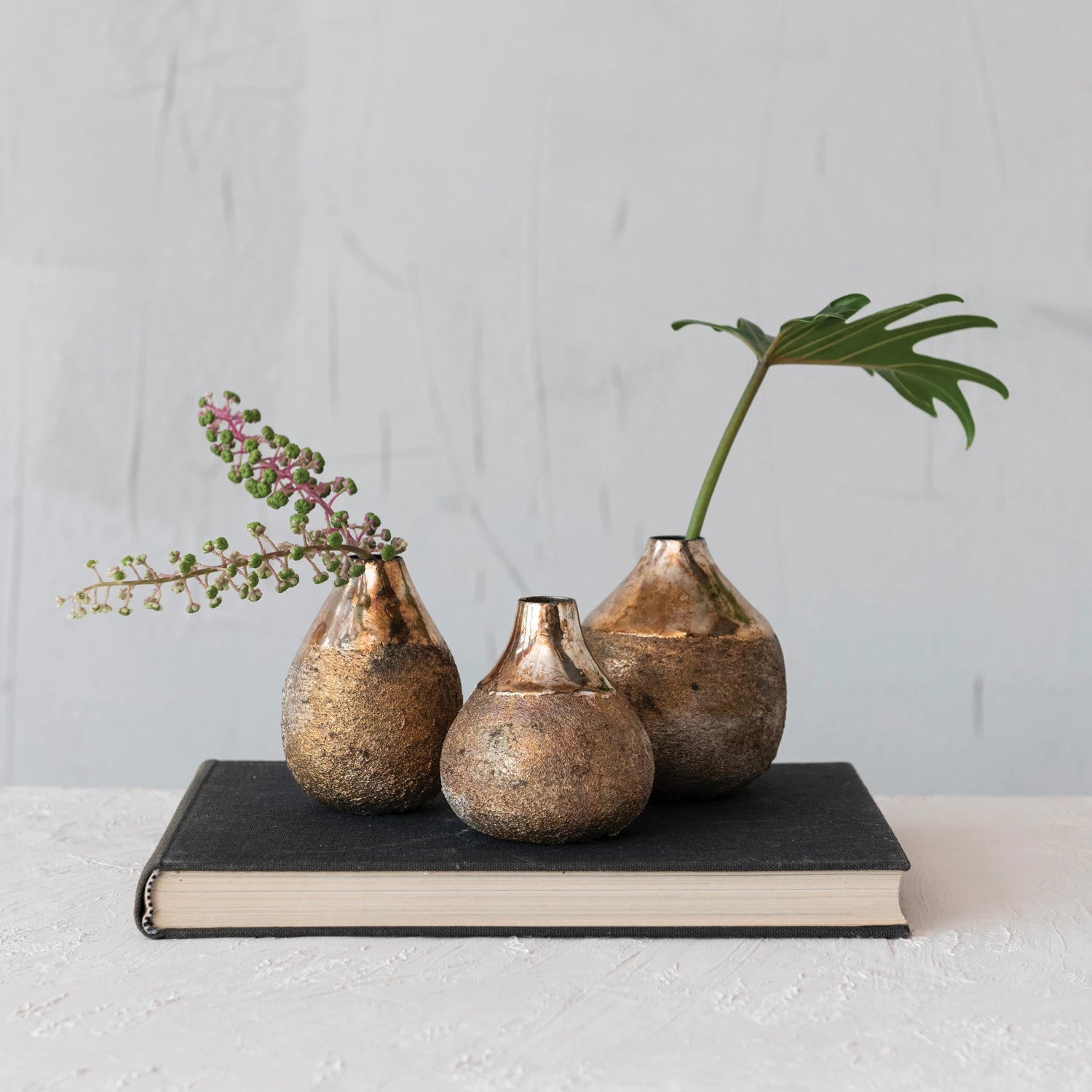 Burnt Gold Textured Bud Vase Assorted