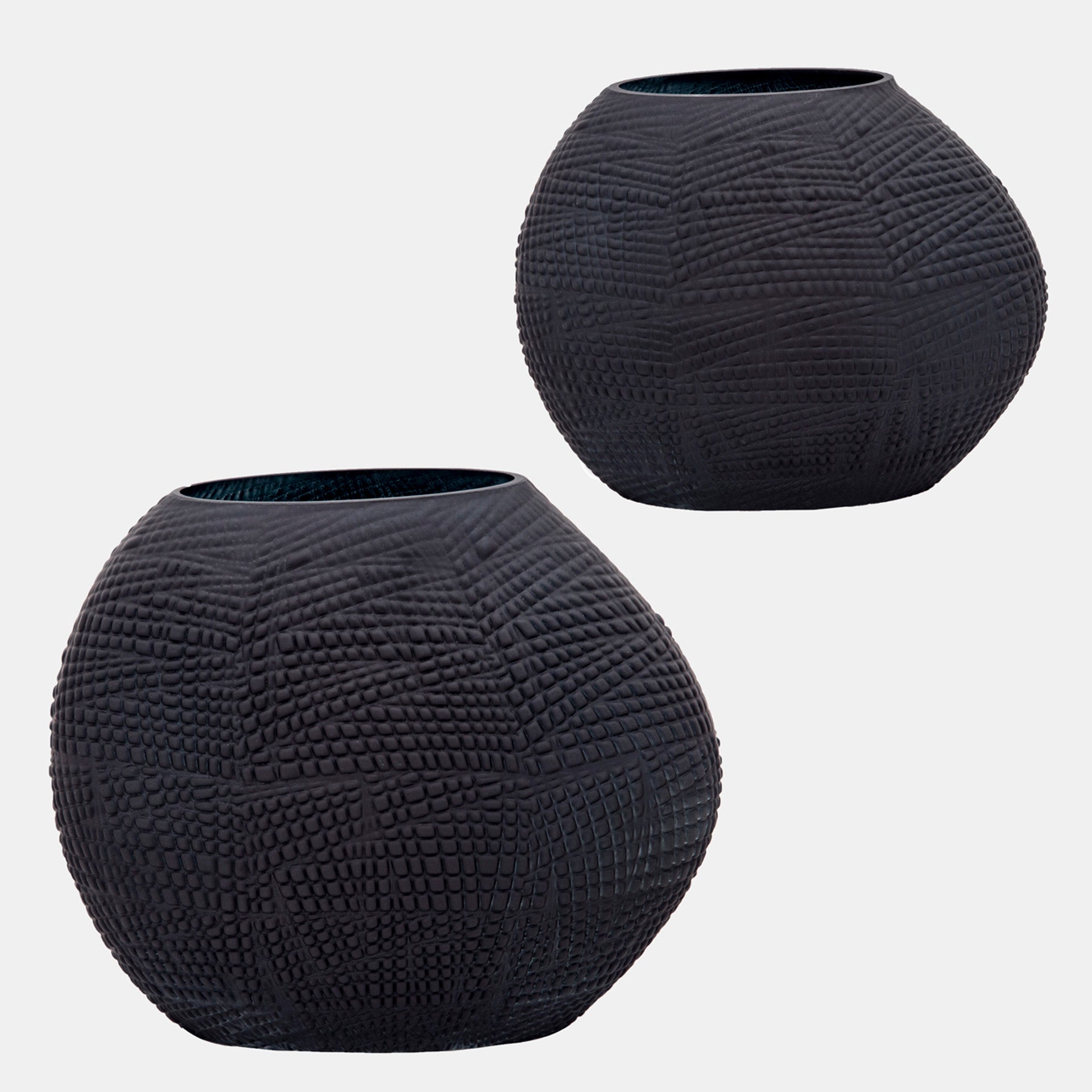 Matte  Black Textured Glass Vase