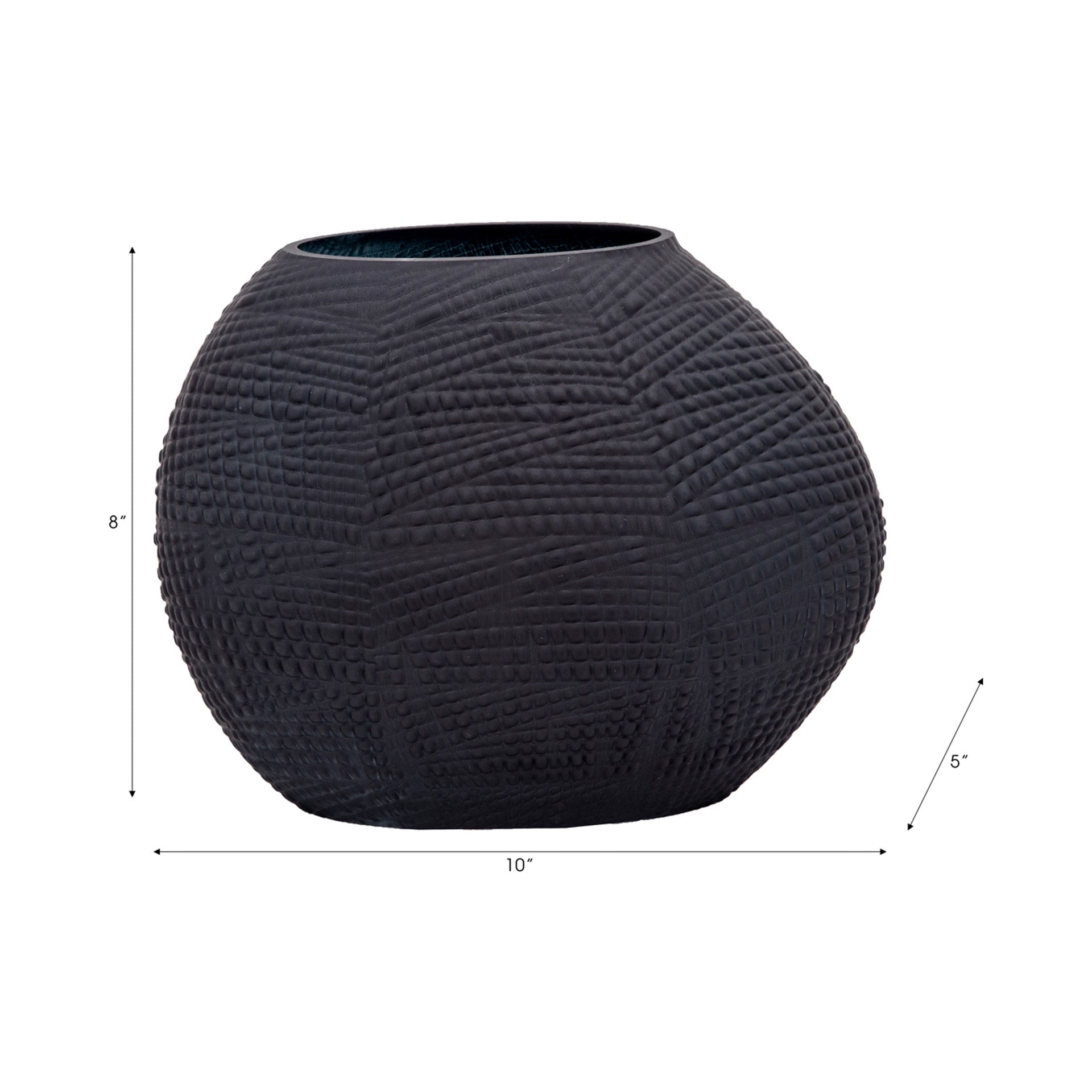 Matte  Black Textured Glass Vase