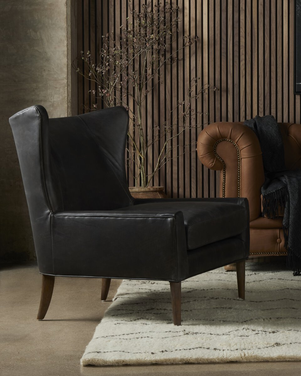 Mila Leather Wing Chair