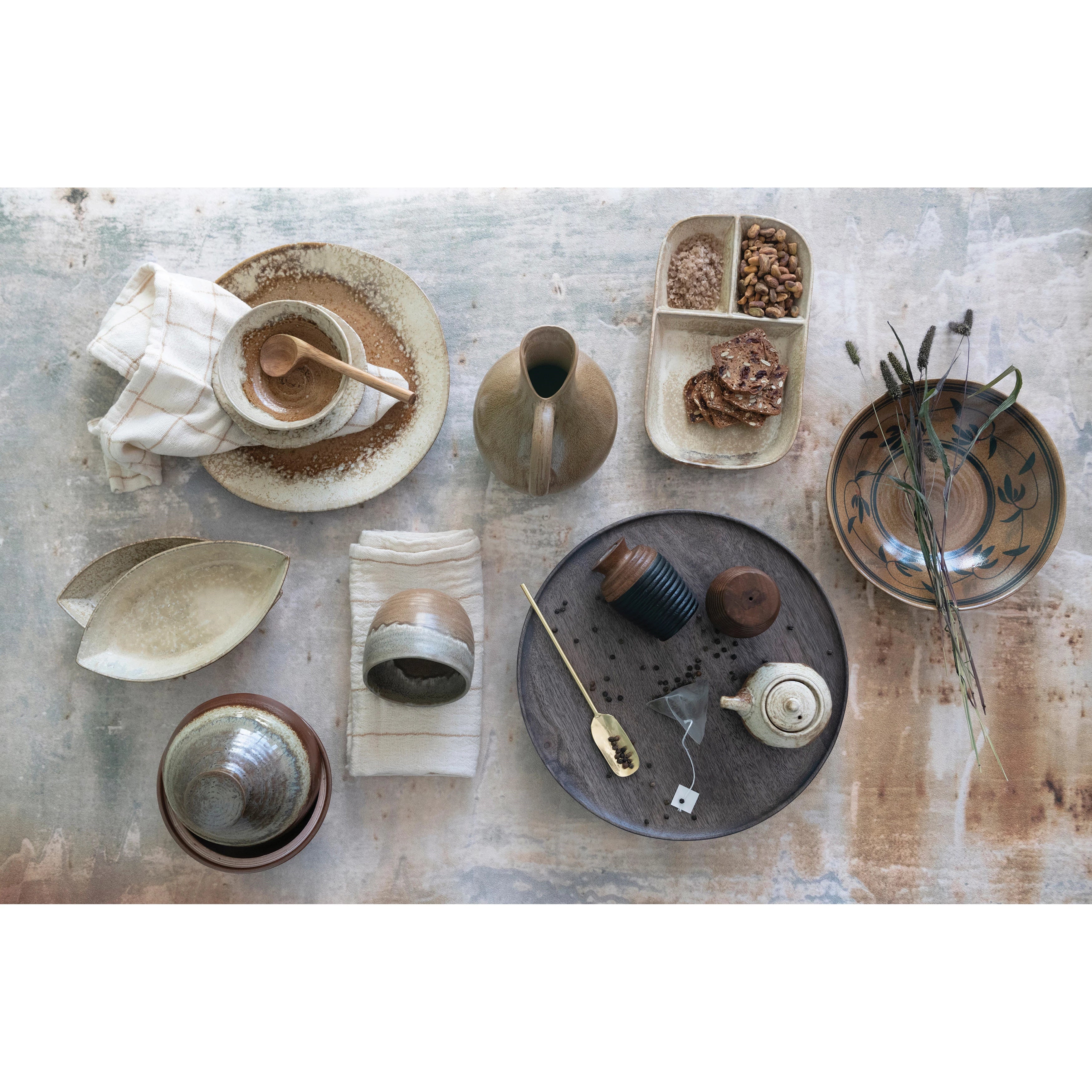 Brown & Cream Stoneware Dish