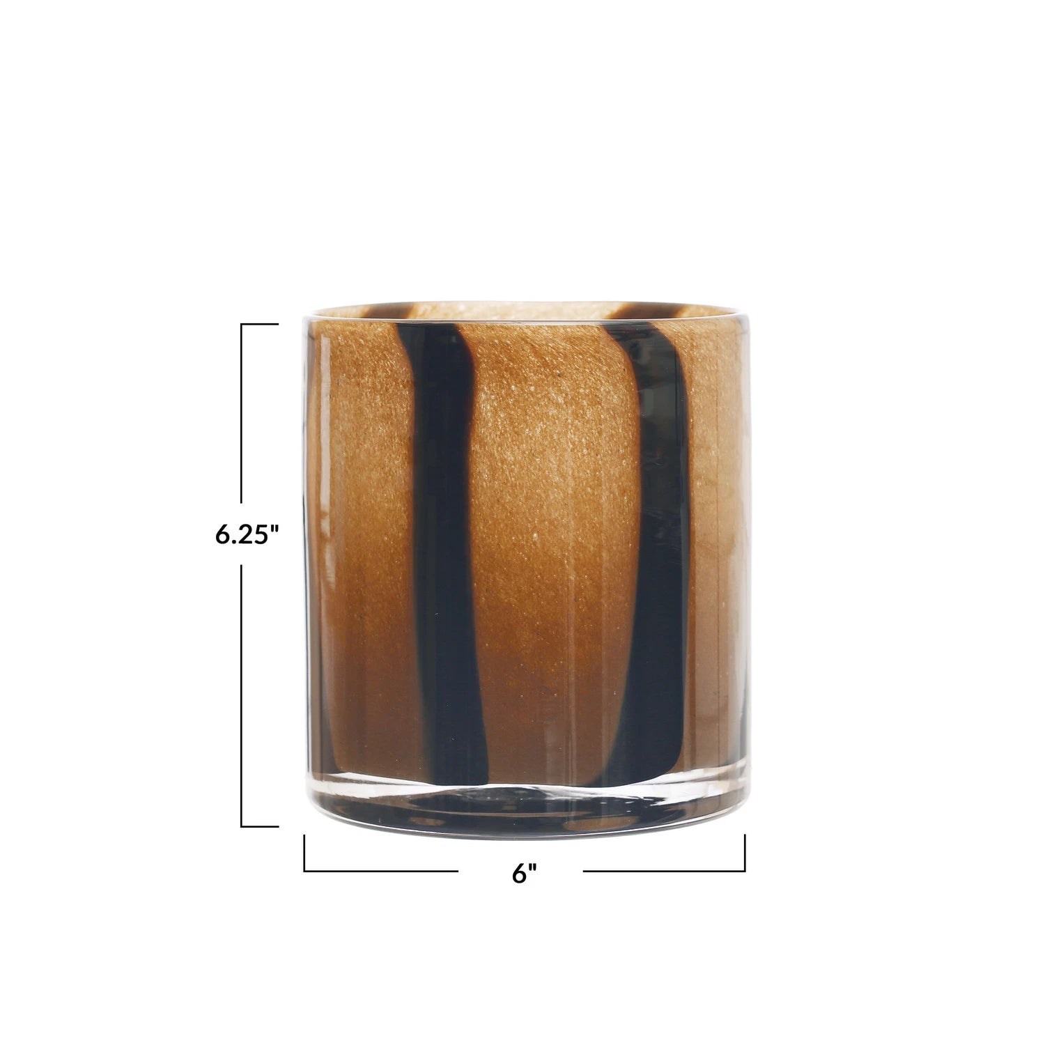 Brown Glass Candle Holder/Vase w/ Stripes*