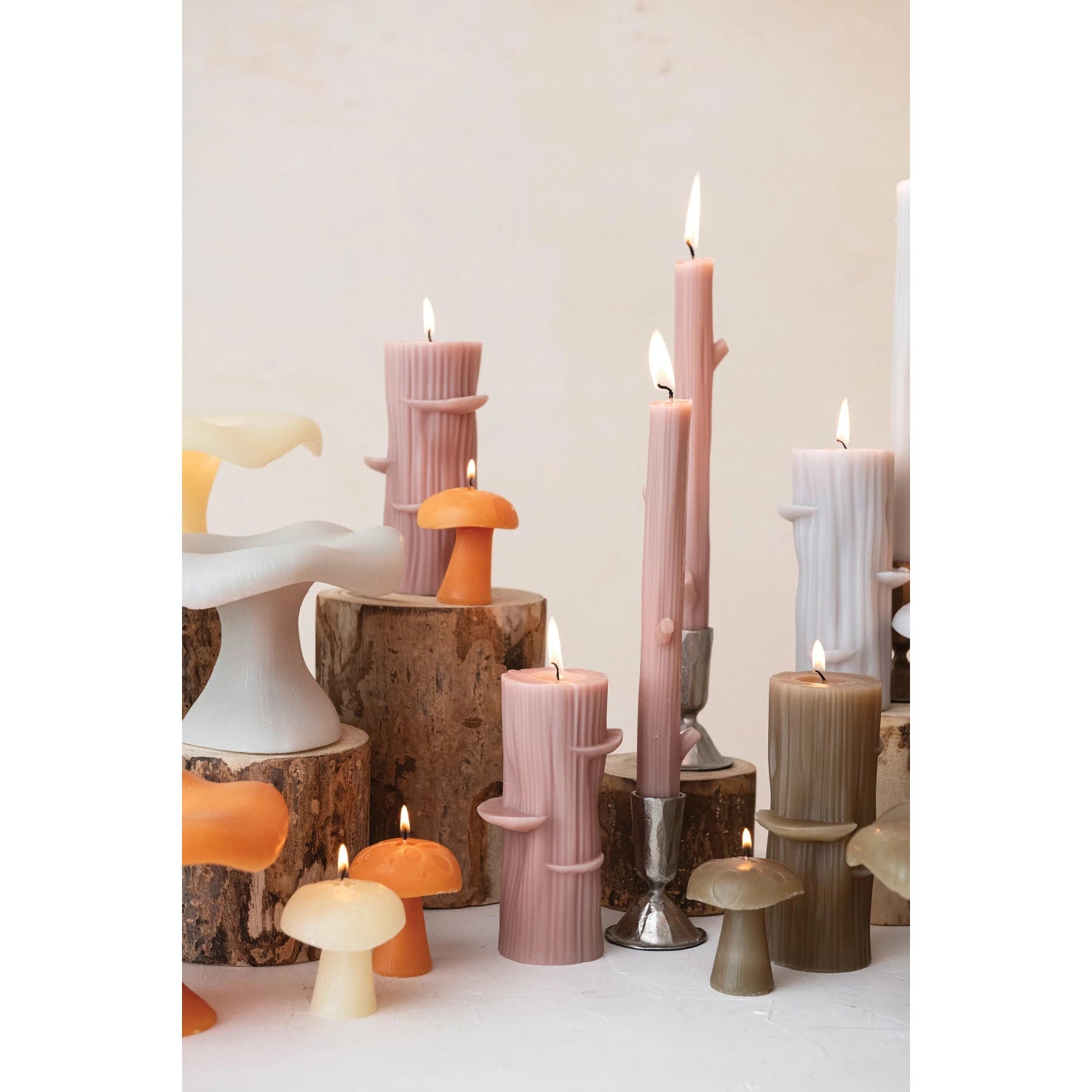 Unscented Olive Twig Shaped Taper Candles S/2*
