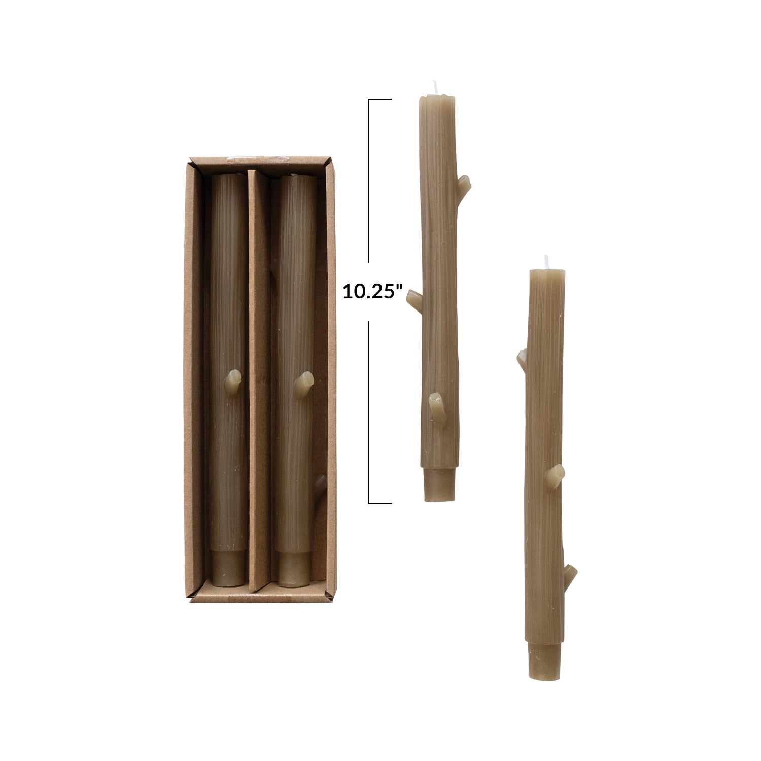 Unscented Olive Twig Shaped Taper Candles S/2*