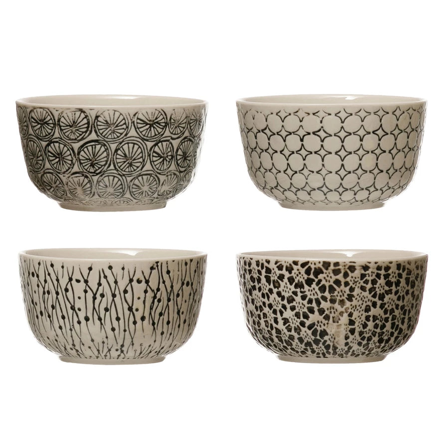 Black & White Hand-Stamped Bowl
