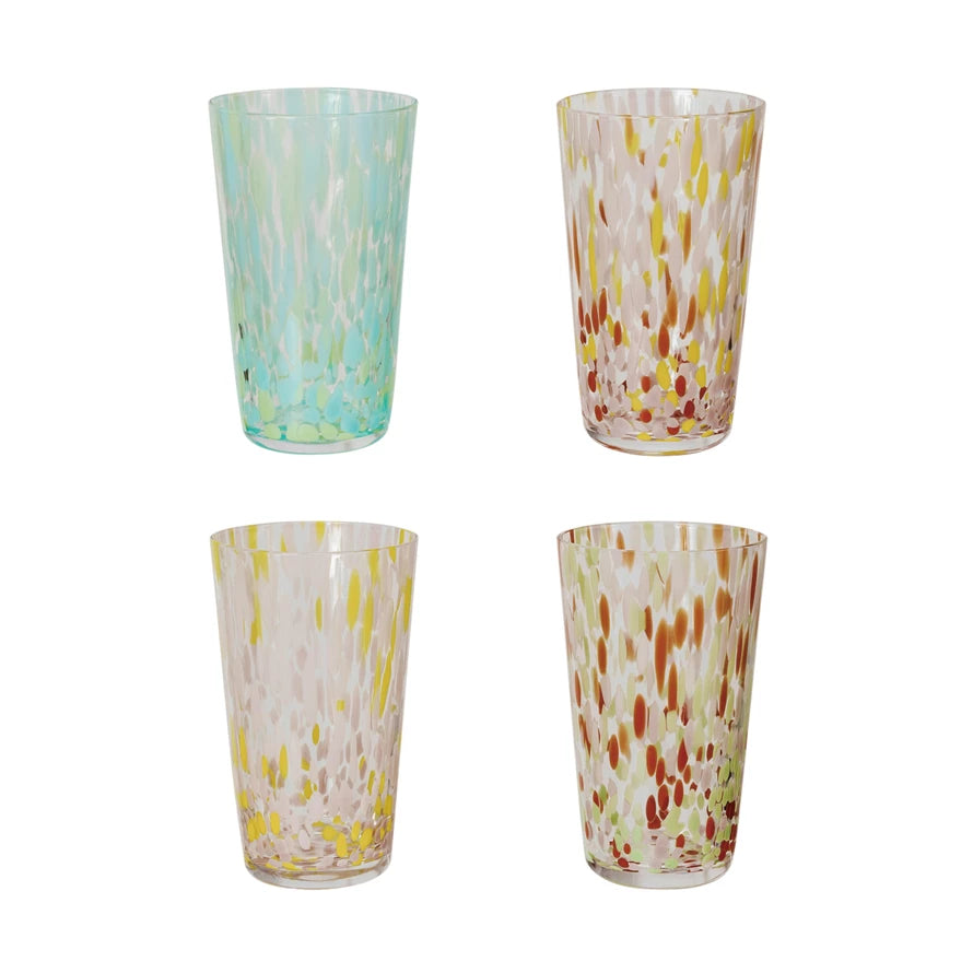 14 oz. Hand-Blown Confetti Drinking Glass