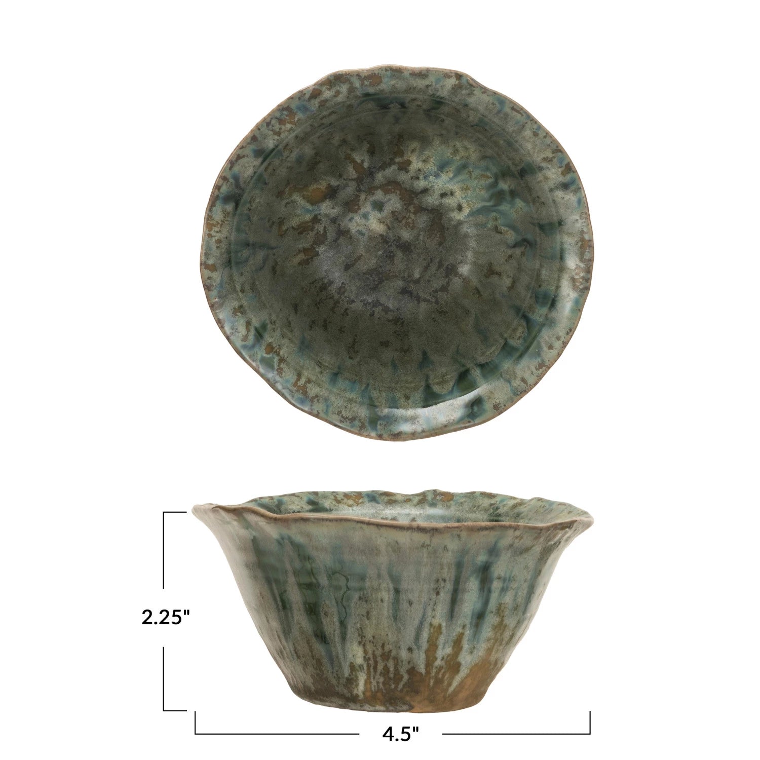 Green Crackle Glaze Bowl 4 1/2"