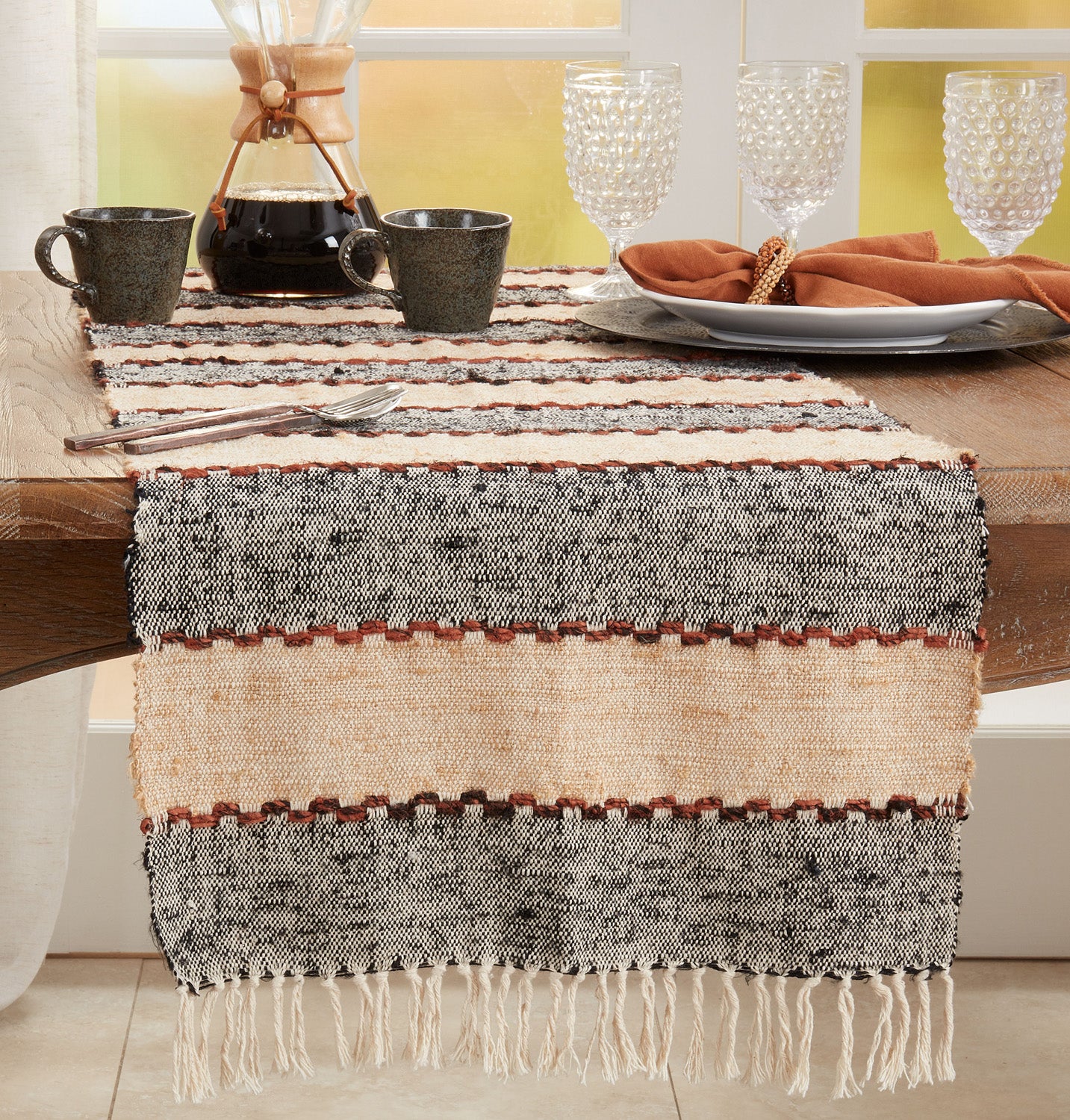 Rust Stripe Woven Runner