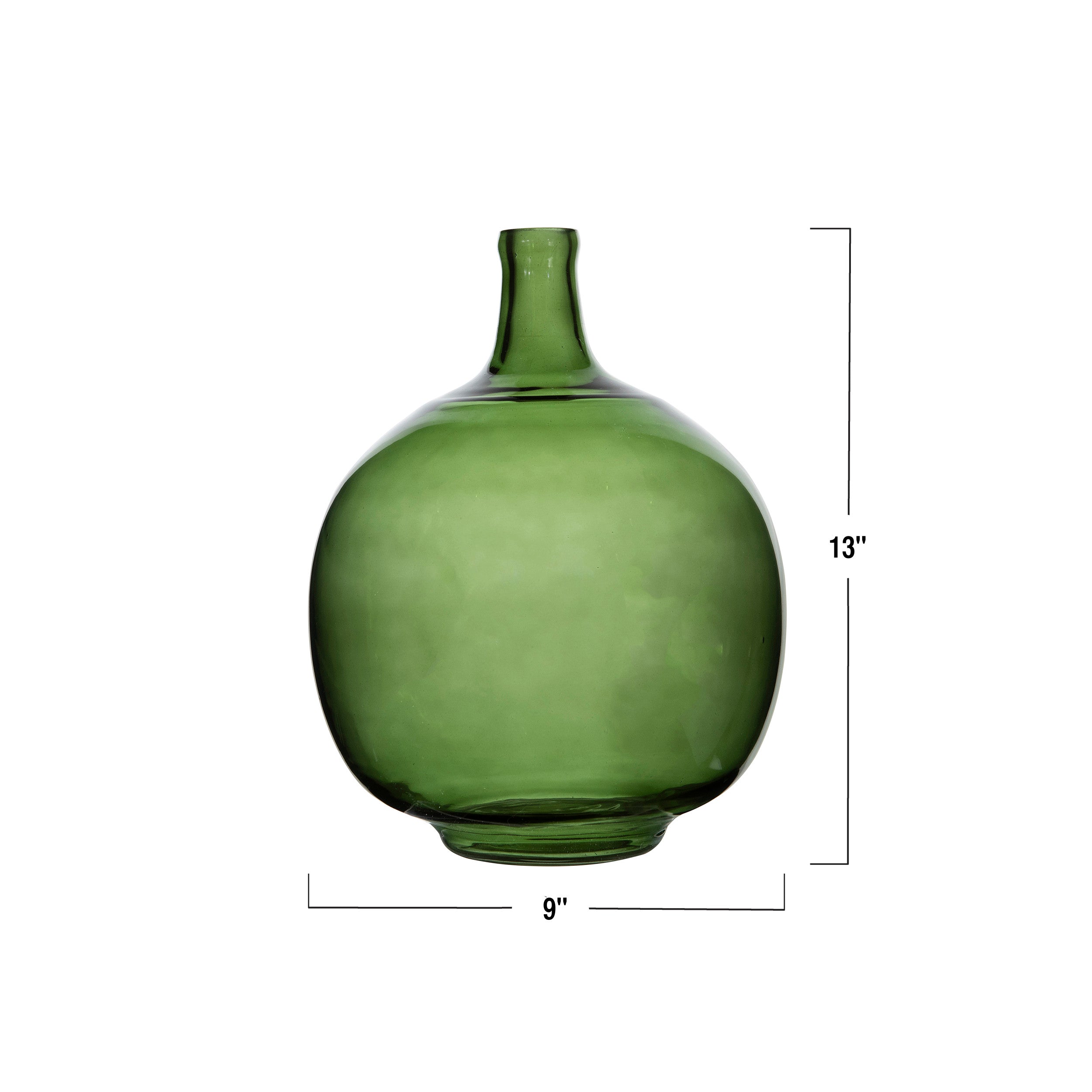 Round Green Glass Vintage-inspired Bottle*