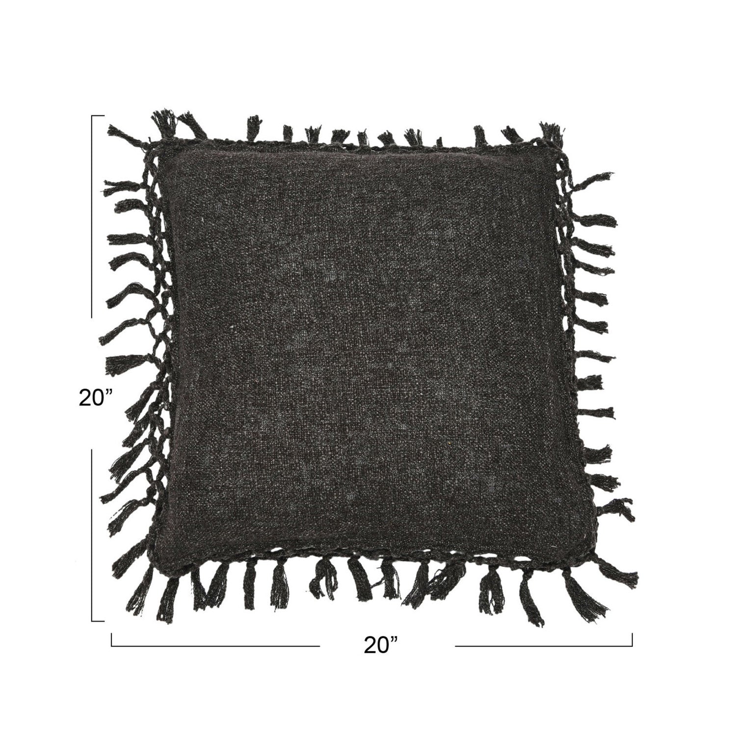 Brown Crocheted Fringe Pillow