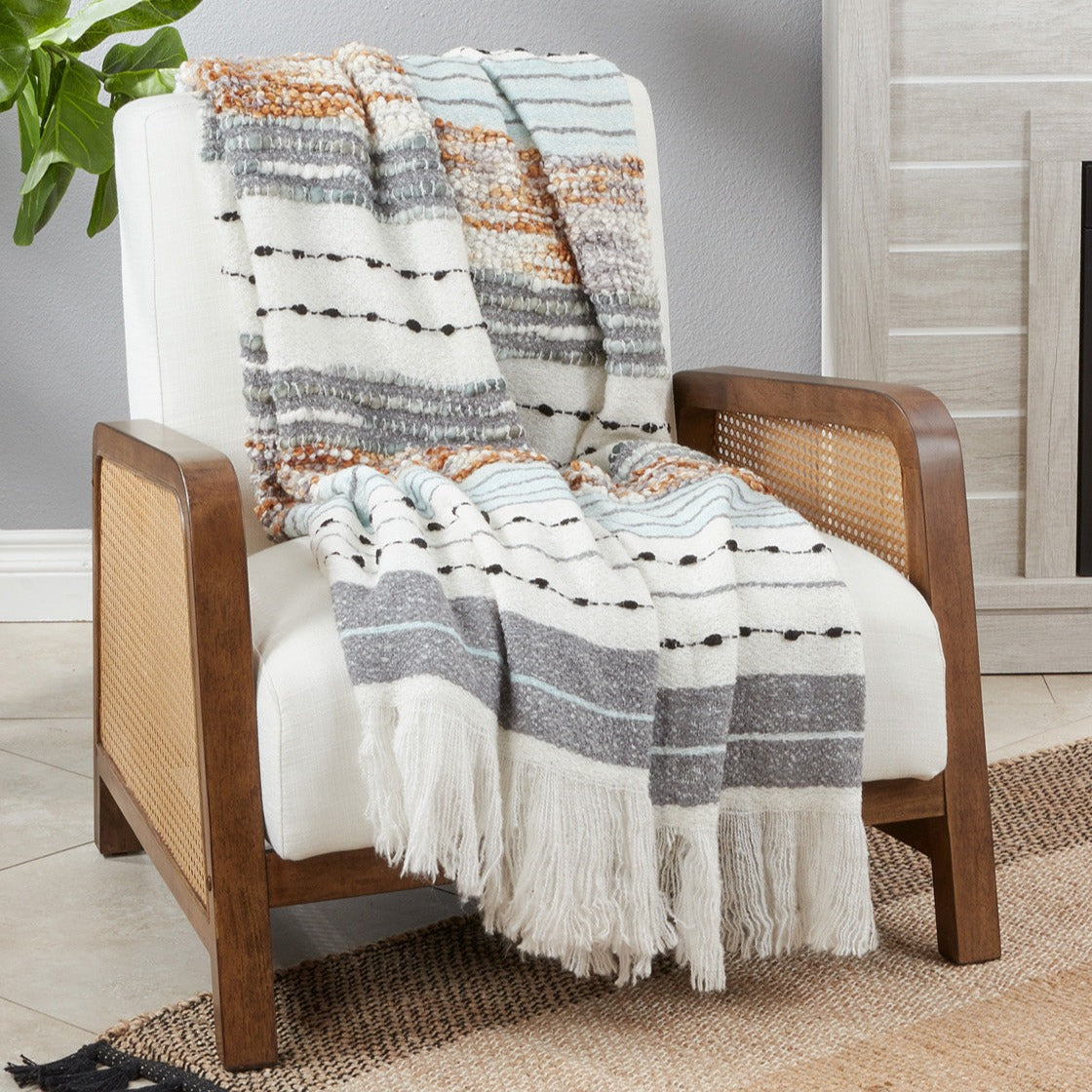 Chunky Woven Throw - Grey