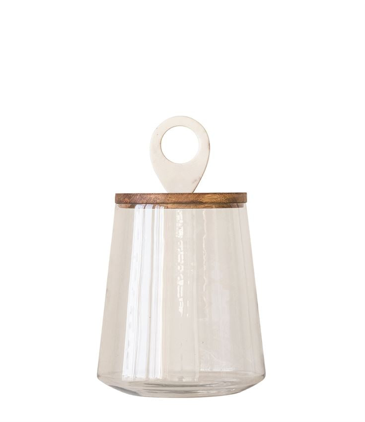 Glass Jar w/ Wood & Marble Lid