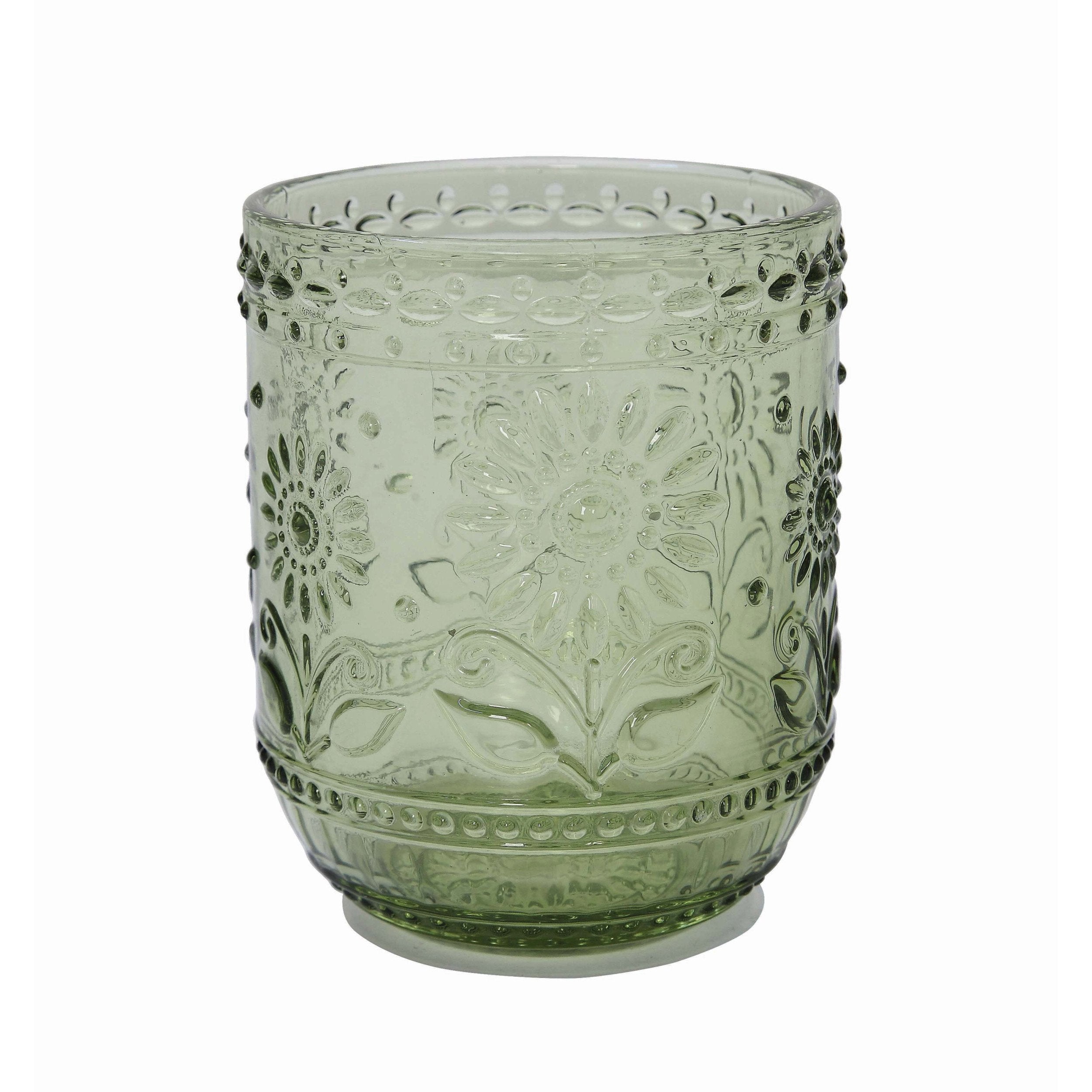 Embossed Green  Drinking Glass