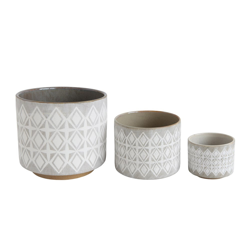 Medium Patterned White Planter