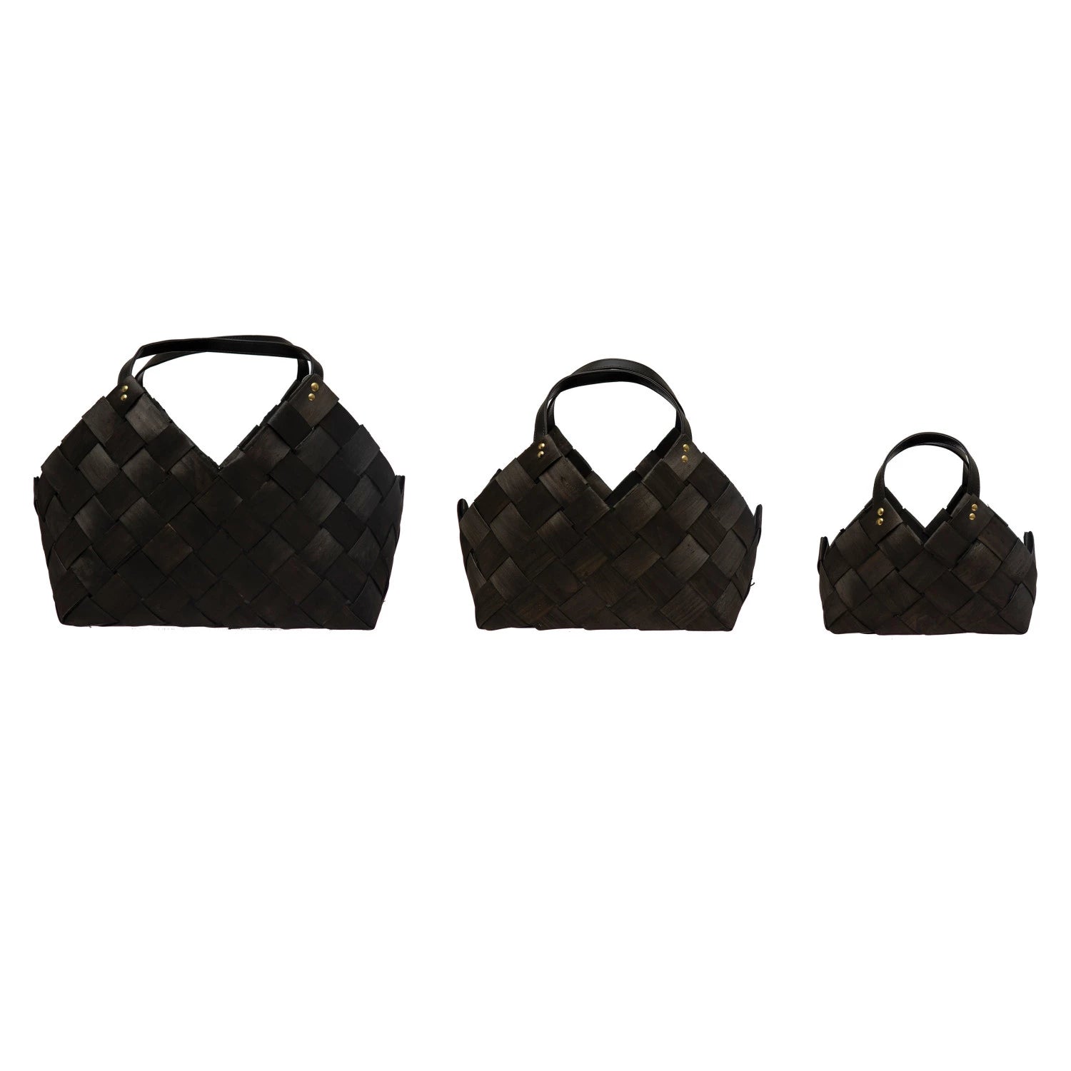 Black Woven Wood Baskets