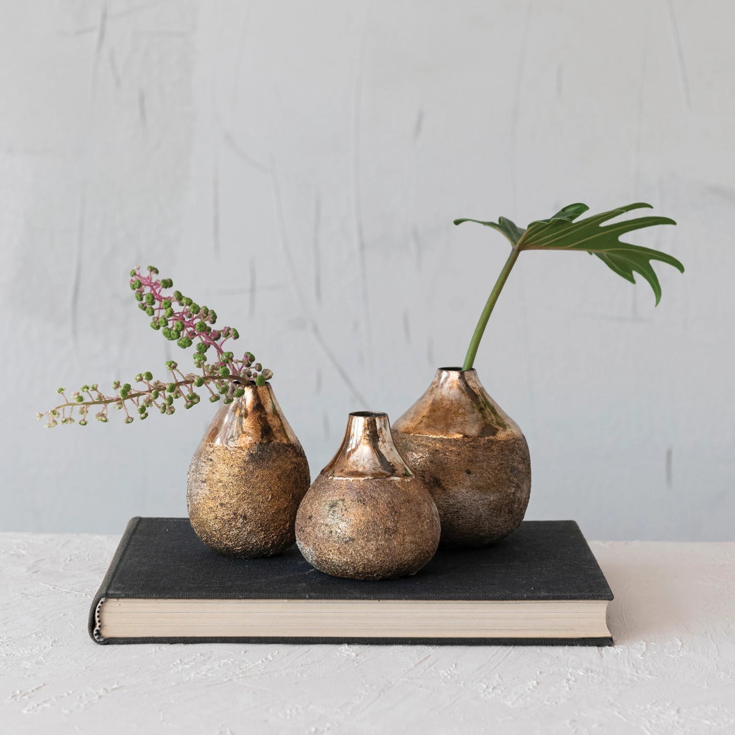 Burnt Gold Textured Bud Vase Assorted
