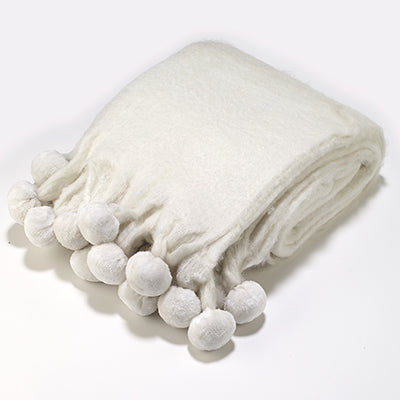 Mohair Pom Pom Throw